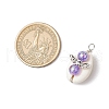 Natural Cowrie Shell & Transparent Acrylic Angel Pendants PALLOY-JF03815-02-2