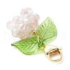 Flower Acrylic & Glass Pearl Pendant Decorations HJEW-MZ00219-03-4