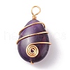 3Pcs 3 Styles Natural Mixed Gemstone Pendants PALLOY-JF01153-2