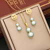 Smiling Face & Gourd Stainless Steel & Plastic Imitation Pearl Pendant Necklace & Stud Dangle Earring FS-WGB6B23-06-1