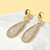 Teardrop Brass Micro Pave Cubic Zirconia Dangle Stud Earrings for Women EJEW-A132-04G-3
