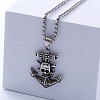 Pirate Ship Anchor Stainless Steel Pendant Retro Punk Necklaces for Men KF7399-1