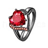 Heart Brass Micro Pave Cubic Zirconia Finger Rings FS-WG4D14B-04-5