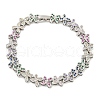 Rack Plating Brass Pave Cubic Zirconia Butterfly Link Bracelets for Women BJEW-B110-05P-01-1