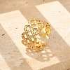 Flower 304 Stainless Stee Open Cuff Rings for Women RJEW-Q006-03E-G-1