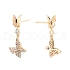 Clear Cubic Zirconia Double Butterfly Dangle Stud Earrings EJEW-C047-06G-2