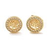 Brass Micro Pave Clear Cubic Zirconia Stud Earrings EJEW-D305-12G-3