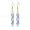 Glass Pearl & Seed Column Dangle Earrings EJEW-MZ00059-01-1