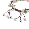 Electroplated Natural Rose Quartz Chip Bead Braided Bead Bracelets for Women BJEW-TA00610-01-4