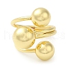 Rack Plating Brass Triple Round Ball Open Cuff Rings RJEW-D015-03G-1