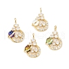 Brass Clear Cubic Zirconia Glass Pendants ZIRC-C024-21G-1