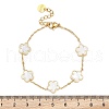 Flower Shell Link Chain Bracelets BJEW-K247-01G-06-3