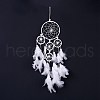 Native Style Five Rings Woven Net/Web with Feather Wall Hanging Decoration HJEW-A002-02-4