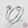 Anti-Tarnish Rhodium Plated 925 Sterling Silver Finger Ring Components STER-A070-040-4