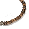Natural Coconut Flat Round Beads Stretch Bracelets for Women BJEW-JB11636-01-4