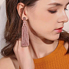 FIBLOOM 4 Pairs 4 Colors Polyester Tassels Earrings with Seed Beaded EJEW-FI0002-96-7
