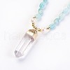 Natural Amazonite and Natural Quartz Crystal Pendant Necklaces NJEW-I220-06-2