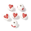 Mother's Day Theme Printed Wood European Beads WOOD-F016-08-2