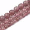 Natural Dyed Strawberry Quartz Beads Strands G-S295-15-8mm-1-2