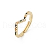 Wave Brass Micro Pave Cubic Zirconia Adjustable Rings RJEW-S400-15G-4