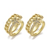 Brass Micro Pave Clear Cubic Zirconia Cuff Earrings EJEW-F359-09G-01-2