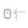 Brass Natural Pearl Stud Earrings PEAR-N020-05U-5