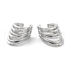 Brass Micro Pave Cubic Zirconia Cuff Earrings EJEW-D088-10P-1