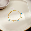 304 Stainless Steel & Round Synthetic Turquoise Charm Anklets FS-WGA577E-06-1