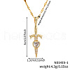 Elegant Vintage Style Brass Clear Cubic Zirconia Heart Sword Pendant Necklaces MI3084-1-4