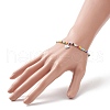 Colorful Seed Beaded Stretch Bracelet with Brass Charms for Women BJEW-JB09218-02-3