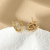 Brass Micro Pave Clear Cubic Zirconia Stud Earrings EJEW-R016-26G-07-3