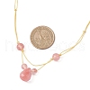 Cherry Quartz Glass Faceted Teardrop Pendant Nylon Cord Braided Adjustable Necklaces for Women NJEW-JN05320-3