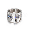 Roman Numerals 304 Stainless Steel & Crystal Rhinestone & Natural Shell Finger Rings FS-WGD9A22-14-2
