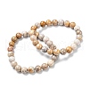 Natural Fossil Coral Stretch Beaded Bracelets G-A185-01X-2