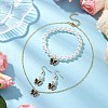 Alloy Enamel Butterfly Charm Necklaces & Dangle Earring & ABS Plastic Imitation Pearl Beads Bracelets Sets SJEW-JS01315-04-1