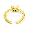 Butterfly Brass Glass Open Cuff Ring for Women RJEW-U003-20G-3