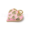 Brass Micro Pave Cubic Zirconia with Enamel Pendants KK-Q098-21G-B-2