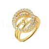 Brass Micro Pave Cubic Zirconia Adjustable Ring Settings KK-K297-05G-1