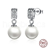 Anti-Tarnish Rhodium Plated 925 Sterling Silver Cubic Zirconia Stud Earrings EJEW-FF0002-12-7