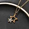 304 Stainless Steel Crystal Rhinestone Double Star Pendant Cable Chain Necklaces NJEW-Z056-02A-G-3
