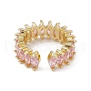 Rack Plating Brass Cubic Zirconia Cuff Rings for Women RJEW-M145-21G-A-3