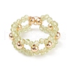 Gemstone & Brass Braided Beaded Circle Ring Wrap Stretch Ring for Women RJEW-JR00542-4