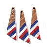 Independence Day Opaque Striped Resin & Walnut Wood Pendants RESI-U010-02F-1
