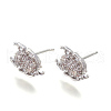 Brass Cubic Zirconia Stud Earrings Finding X-ZIRC-O028-01P-1