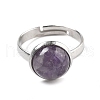Half Round Natural Amethyst Finger Rings RJEW-M062-01P-31-2