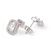 Cubic Zirconia & Rhinestone Rectangle Stud Earrings EJEW-A080-01P-2