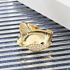 Brass Micro Pave Clear Cubic Zirconia Open Cuff Rings for Women RJEW-M026-02G-04-3