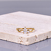 Teardrop 304 Stainless Steel with Clear Cubic Zirconia Finger Rings for Women FS-WG6614B-01-1