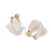 Round Brass Shell Pearl Hoop Earrings EJEW-TA00619-4