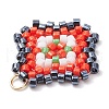 Seed Beads Beaded Charms PALLOY-MZ00324-02-4